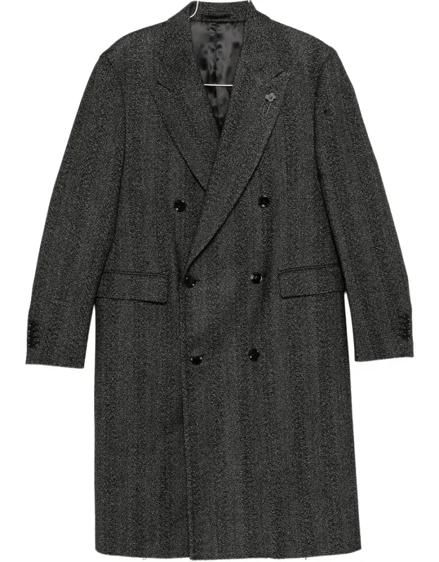 Double-breasted Herringbone Coat