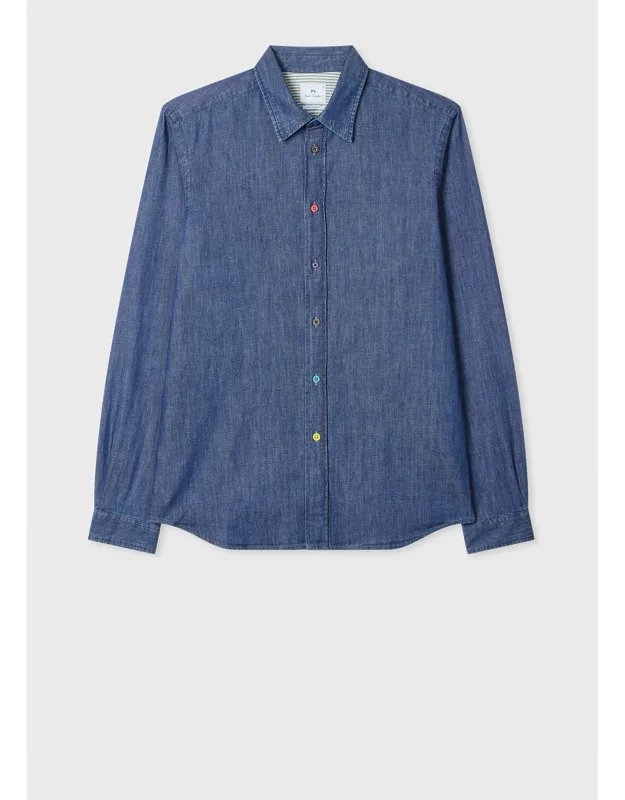 Tailored-fit Indigo Denim Shirt