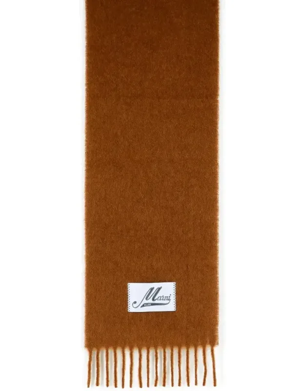 Brushed Alpaca Blend Scarf With Fringes