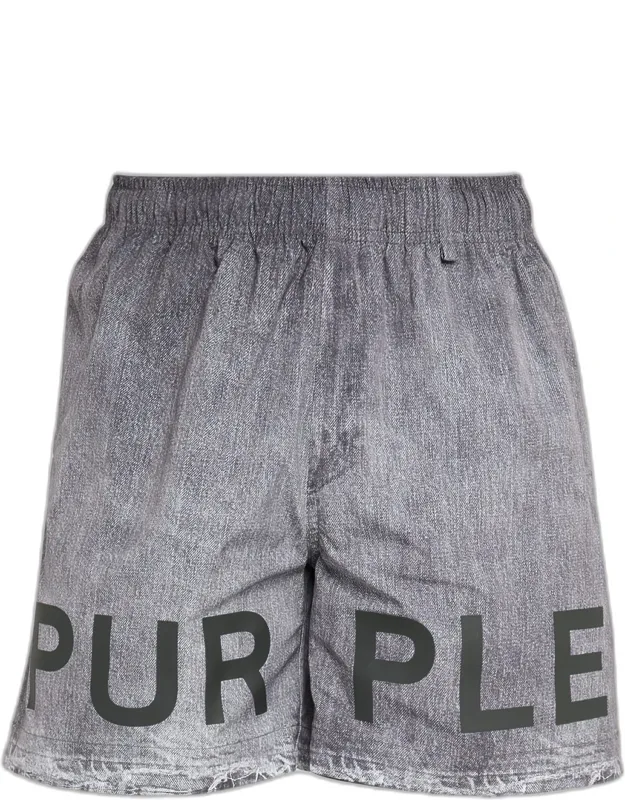 Faux Denim All Around Logo Shorts