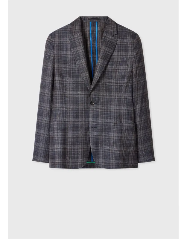 Check Silk-wool Patch-pocket Blazer