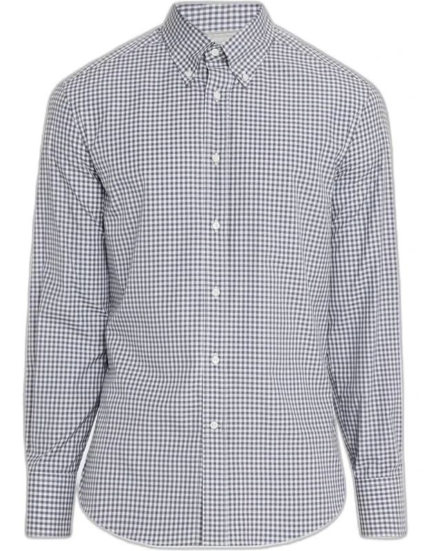 Cotton Gingham Button-collar Sport Shirt