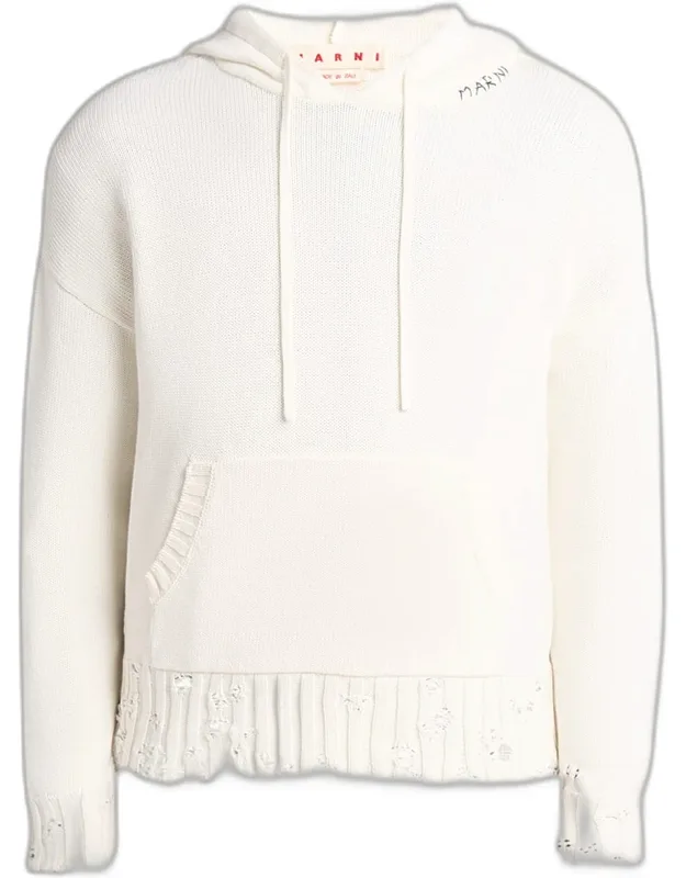 Distressed Knit Logo Hoodie