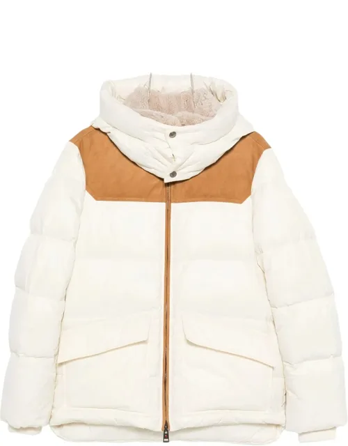 Suede-panelled Puffer Jacket