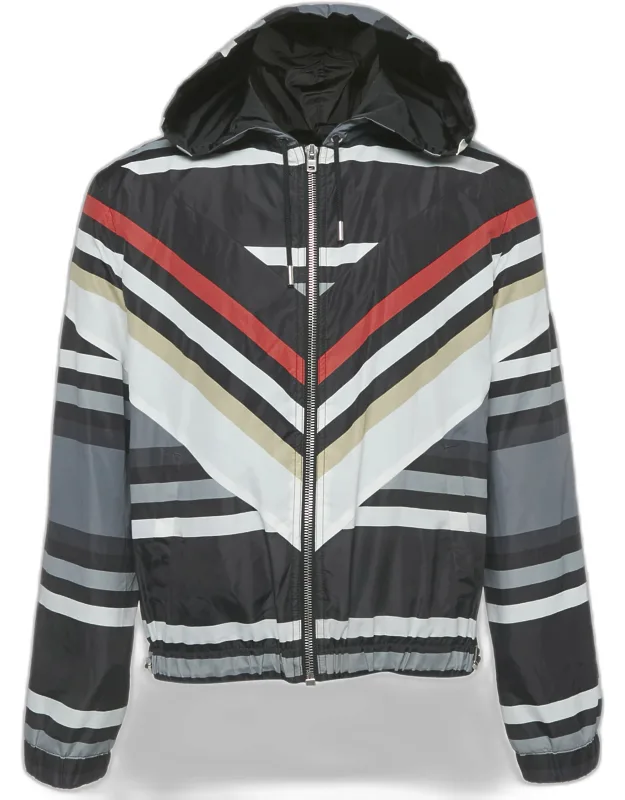 Chevron Print Nylon Hooded Parka
