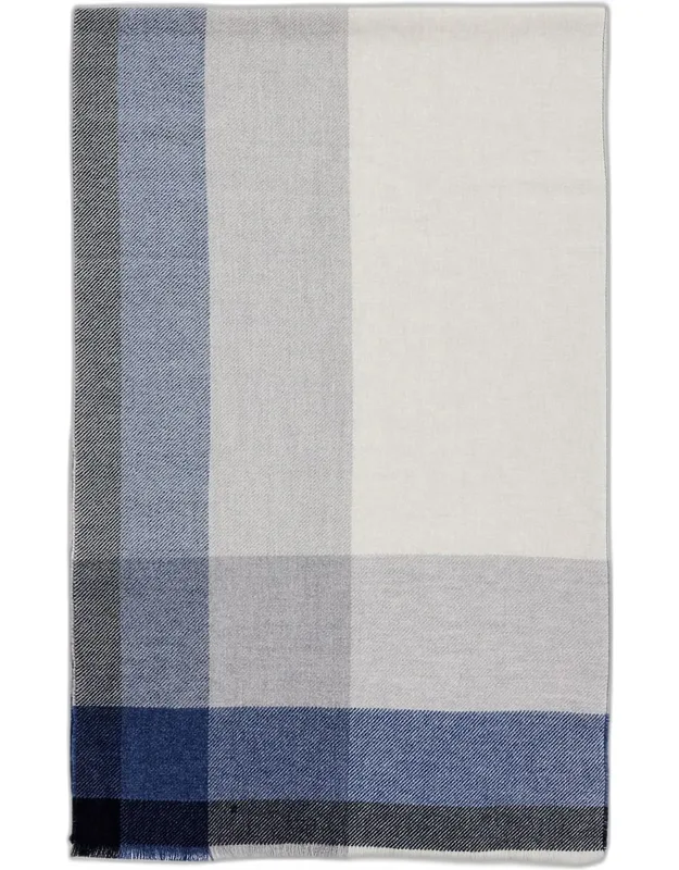 Uneven Plaid Wool-cashmere Scarf