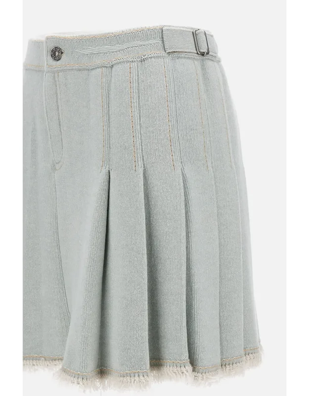 Pleated Denim Skirt