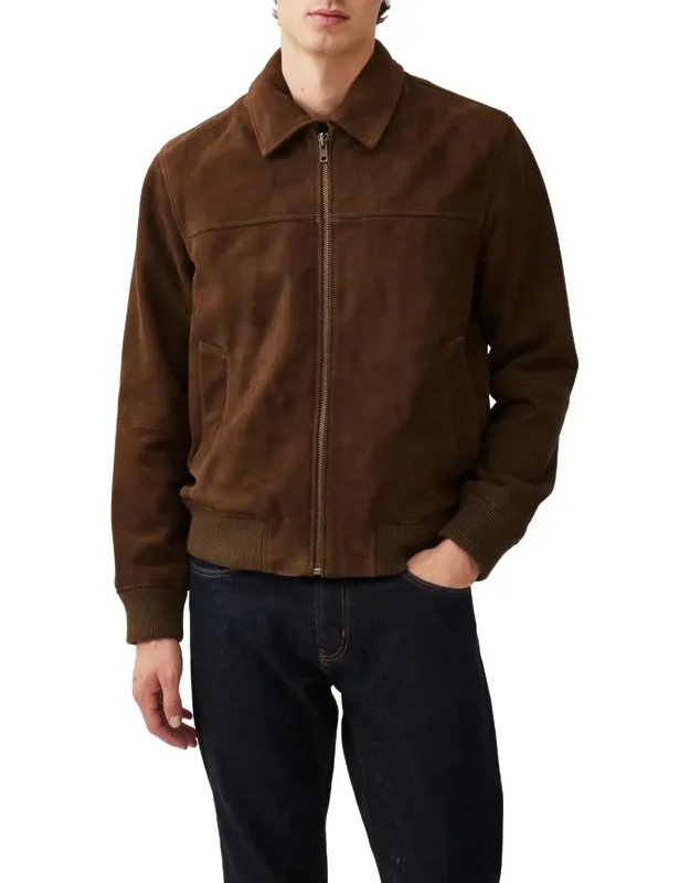 Sheepskin Suede Bomber Jacket