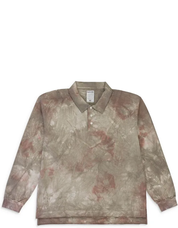 Tie Dye Western Khaki Polo Shirt
