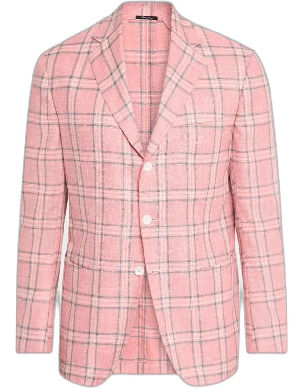 Plaid Windowpane Single-breasted Sport Coat
