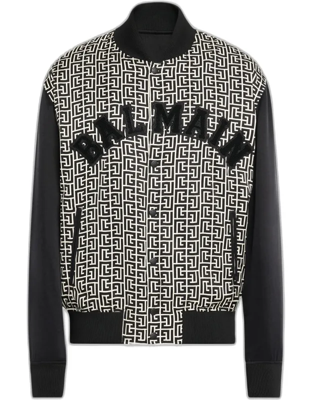 Varsity Monogram Bomber Jacket With Patches