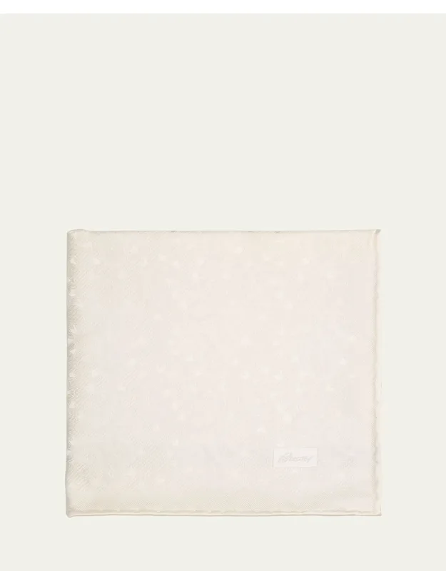 Solid Paisley Jacquard Silk Pocket Square