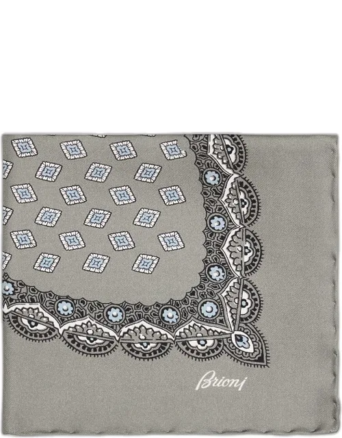 Large Medallion Silk Pocket Square