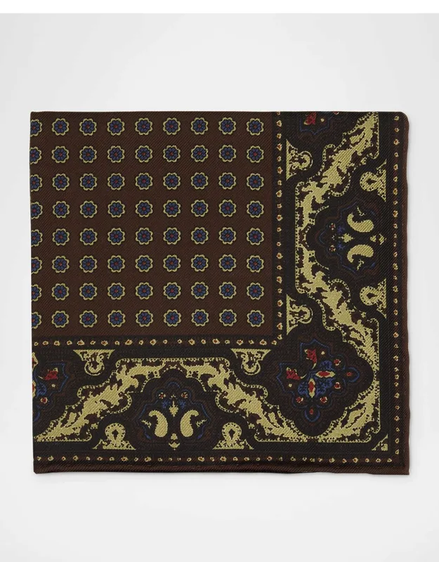 Mulberry Silk Floral Medallion Pocket Square