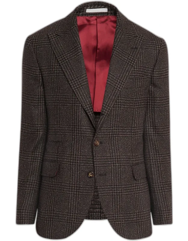 Plaid Wool And Silk Single-breasted Sport Coat