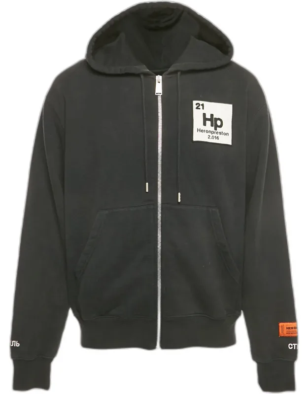 Logo Patch Detail Printed Cotton Zip-up Hoodie