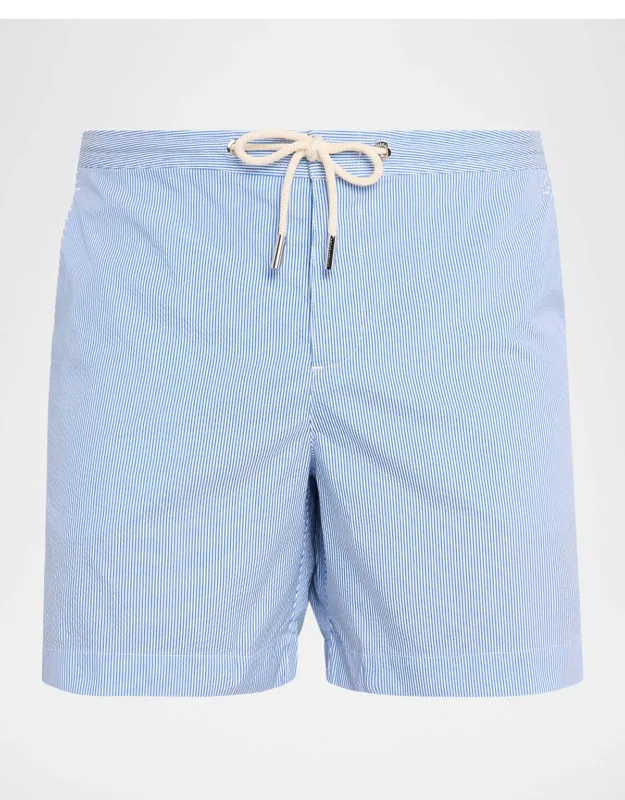 Bulldog Mid-length Seersucker Stripe Swim Shorts