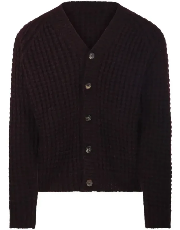 Ribbed Knit V-neck Cardigan