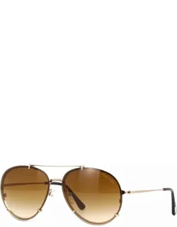 Sunglasses, Aviator Rimless, Rose Gold Frame And Brown Gradient Lens