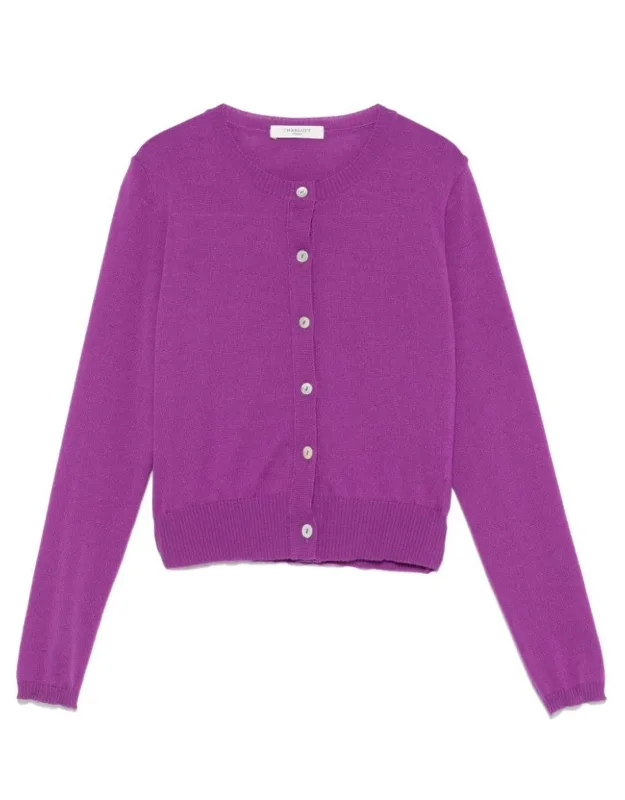 Cropped Wool Cardigan With Button-down Front
