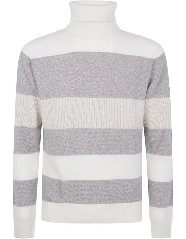 Turtle Neck Horizontal Stripes Sweater