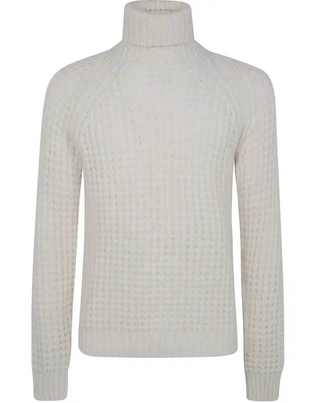 Military Stitch Long Sleeve Turtle Neck Sweater