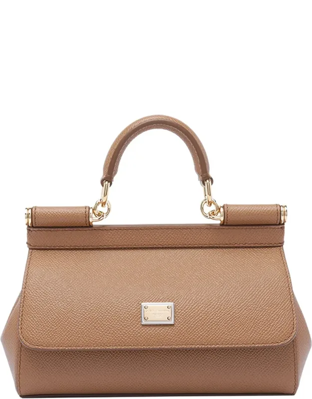 Bag Caramello Small Sicily Handbag With Push Lock Closure