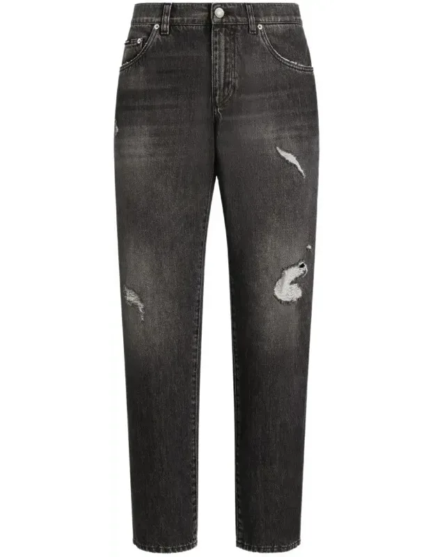 Straight-leg Distressed Effect Jeans