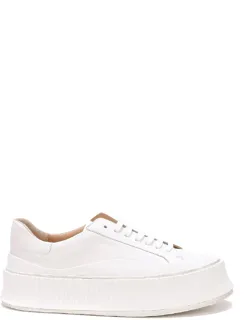 Sneakers Featuring Leather And Flat Rubber Sole
