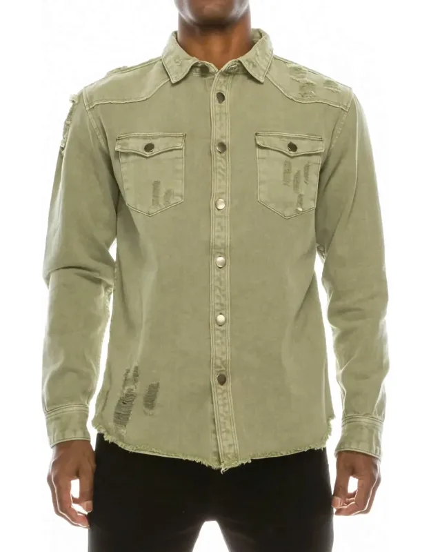 Long Sleeve Button Up Denim Shirt Jacket