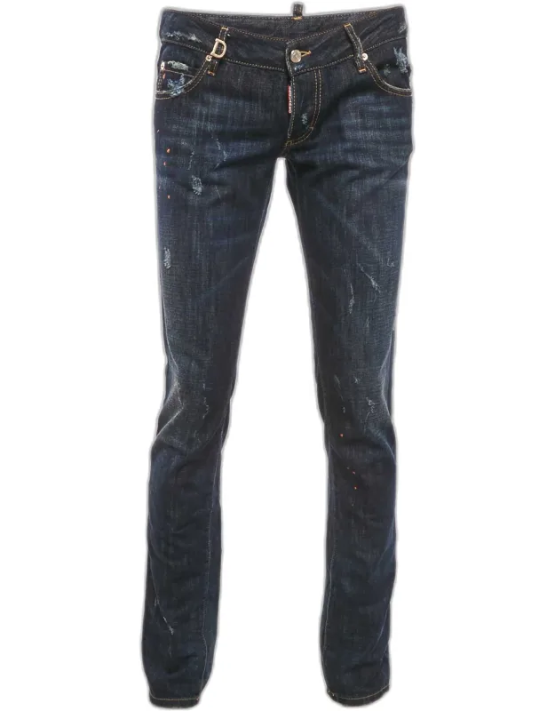 Denim Paint Splattered Distressed Jeans