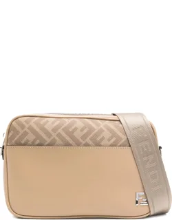 Monogram-panel Leather Messenger Bag