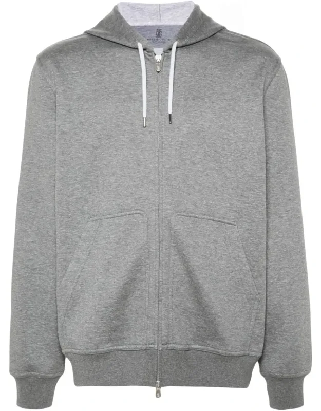 Cotton Blend Zipped Hoodie