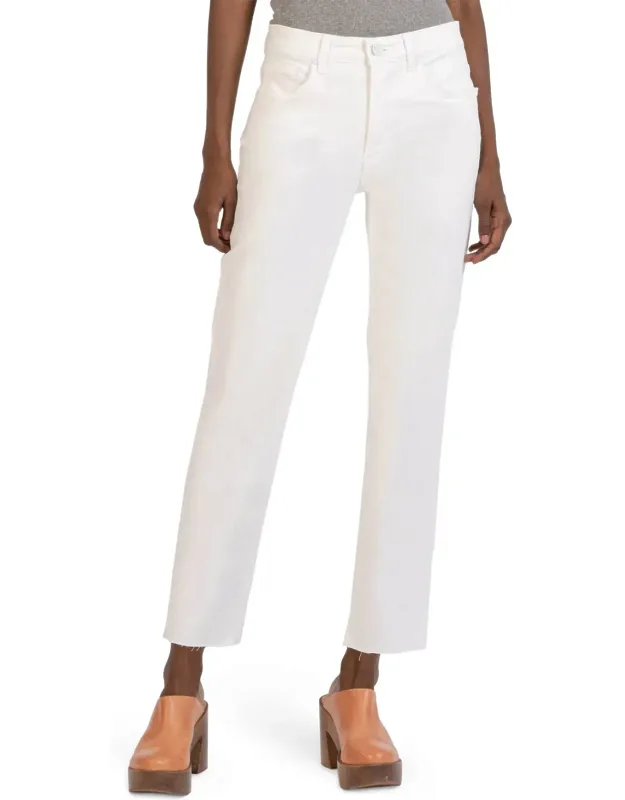 Hi Rise Raw Hem Mom Jeans