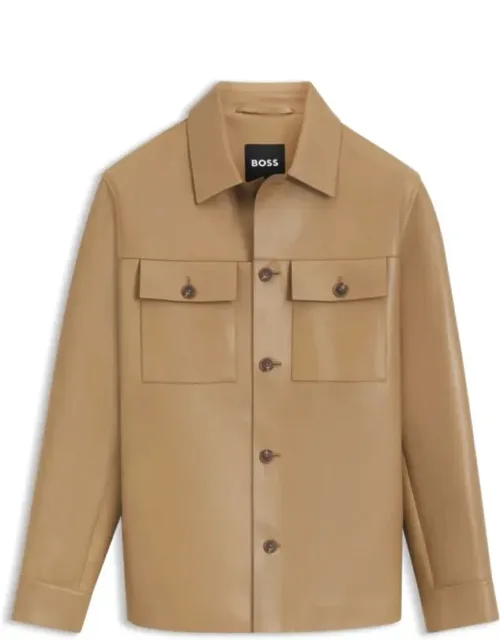 Shirt-style Leather Jacket With Flap Pockets