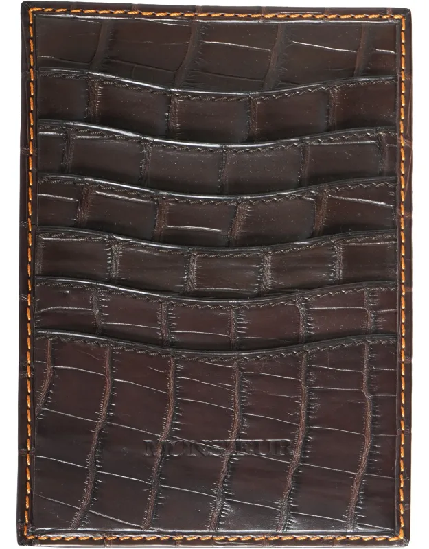 Full-grain Calfskin-alligator Leather Cardholder
