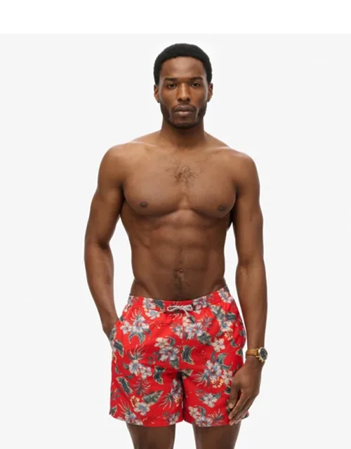 Hawaiian Print 16-inch Swim Shorts