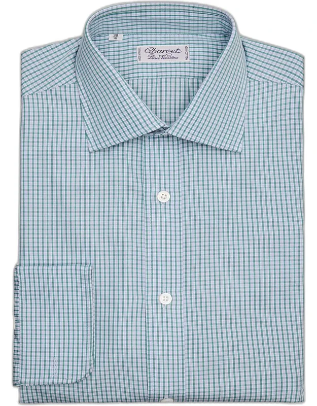 Slim-fit Cotton Grid Check Dress Shirt