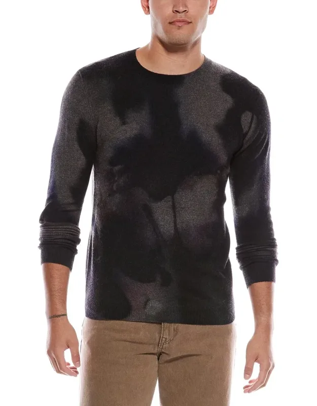 Ink Blotch Print Cashmere Crewneck Sweater