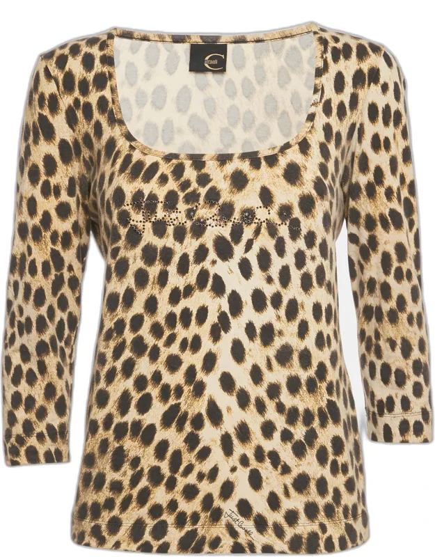 Animal Print Jersey Embellished Slim Fit Top