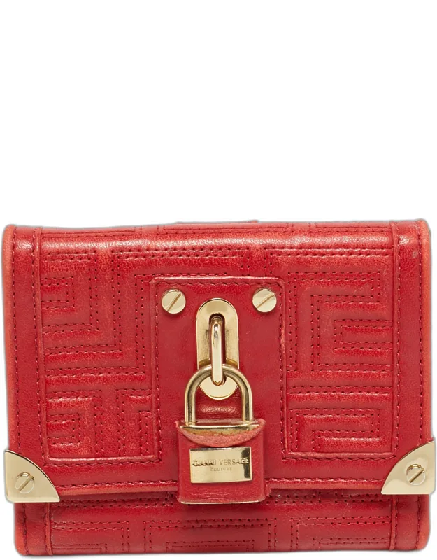 Quilted Leather Lock Trifold Wallet