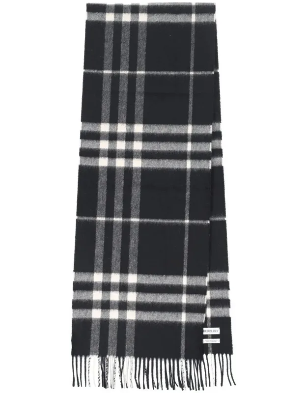 Checked Fringed-edge Scarf