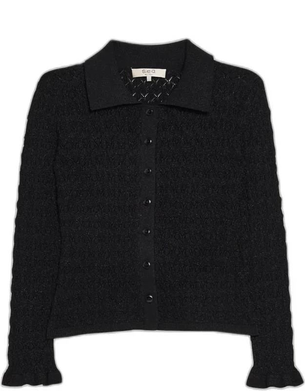 Long-sleeve Pointelle Knit Cardigan