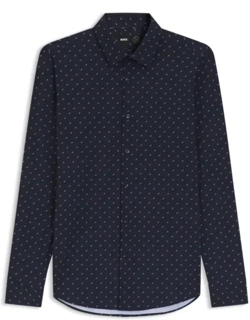 Regular-fit Shirt In Performance-stretch Floral-print Jersey