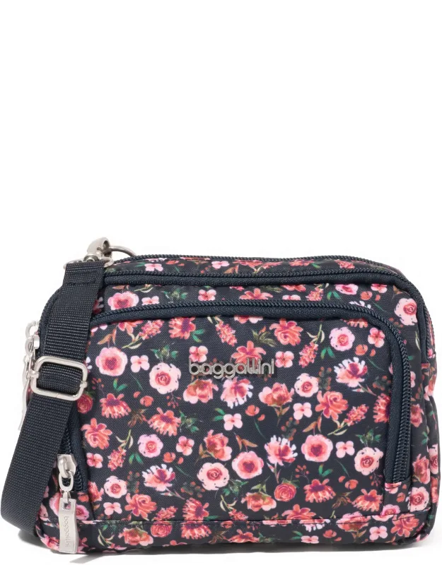 Triple Zip Small Convertible Crossbody Bag