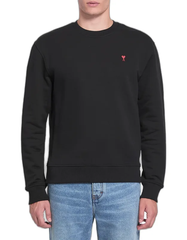 Ami De Coeur Sweatshirt With Ribbed Crewneck And Small Logo