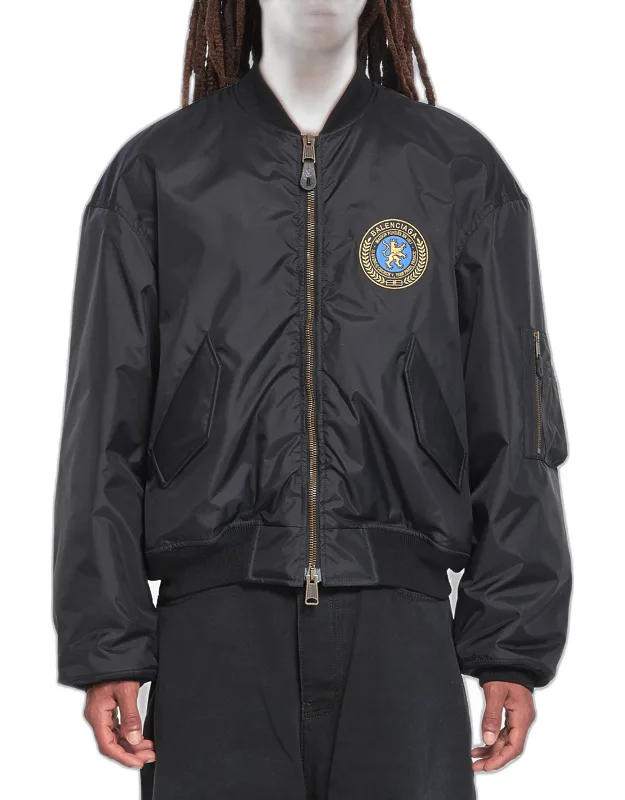 _bomber Jacket With Zip Closure And Flap Pockets_