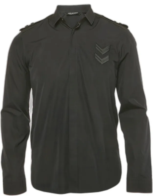 Suede Shoulder Slim Fit Shirt