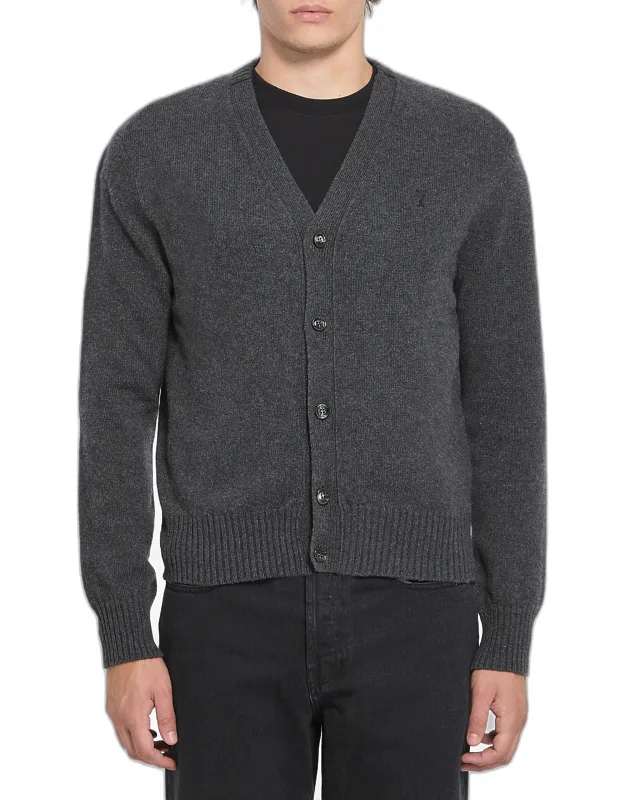 Cardigan With V-neckline And Front Button Closure