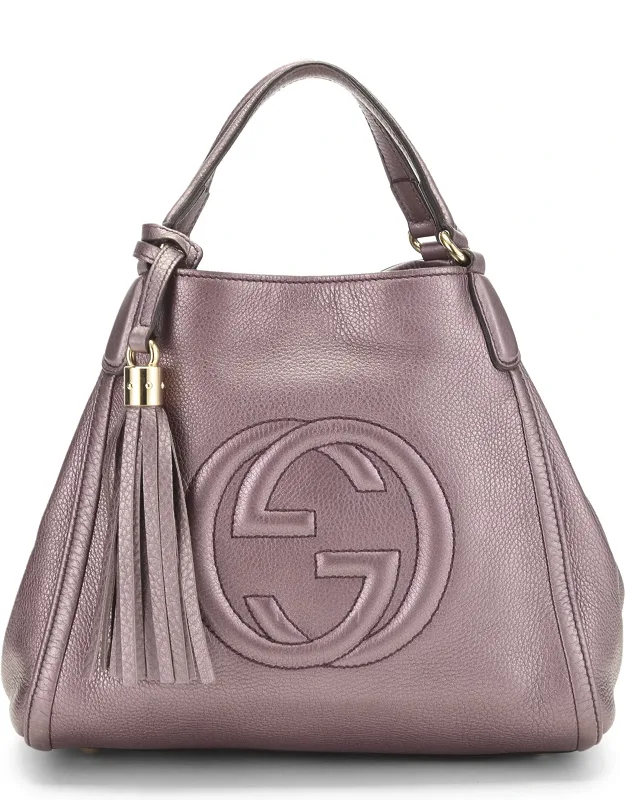 Metallic Leather Convertible Shoulder Bag